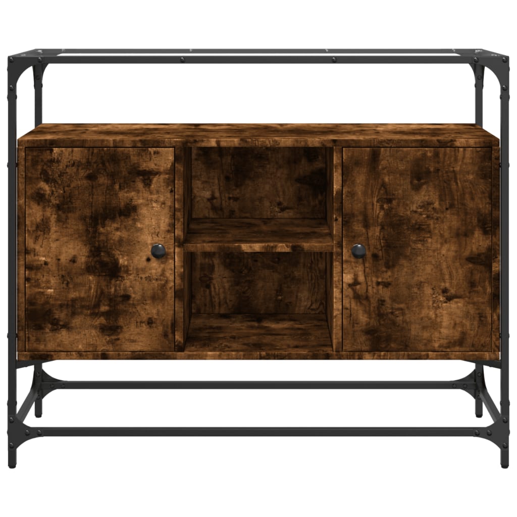 Dulap, blat din sticla stejar fumuriu 98x35x81cm lemn prelucrat — imaginea 4