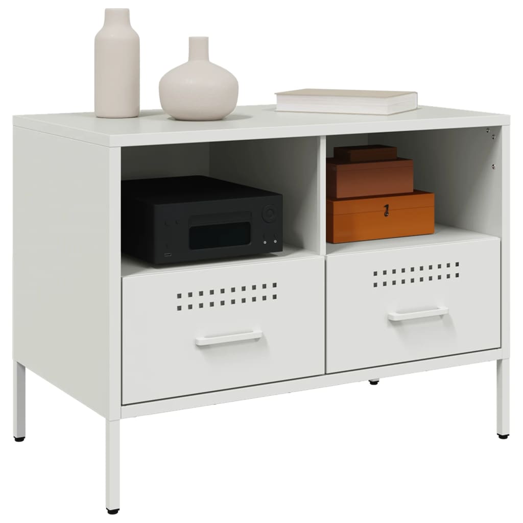 Dulap TV, 2 buc., alb, 68x39x50,5 cm, otel laminat la rece — imaginea 4