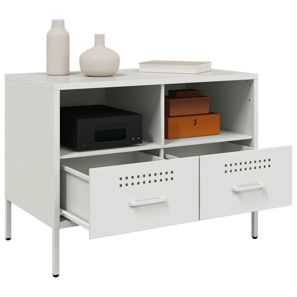 Dulap TV, 2 buc., alb, 68x39x50,5 cm, otel laminat la rece — imaginea 5