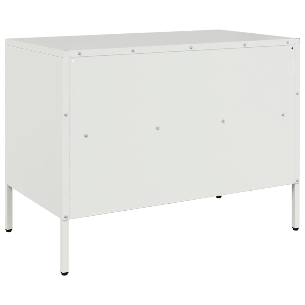 Dulap TV, 2 buc., alb, 68x39x50,5 cm, otel laminat la rece — imaginea 9