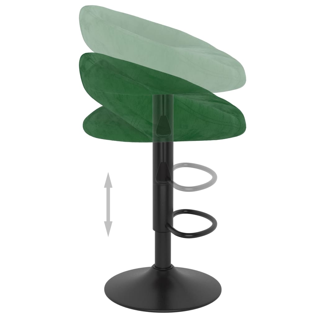 Scaune de bar, 2 buc., verde inchis, catifea — imaginea 6