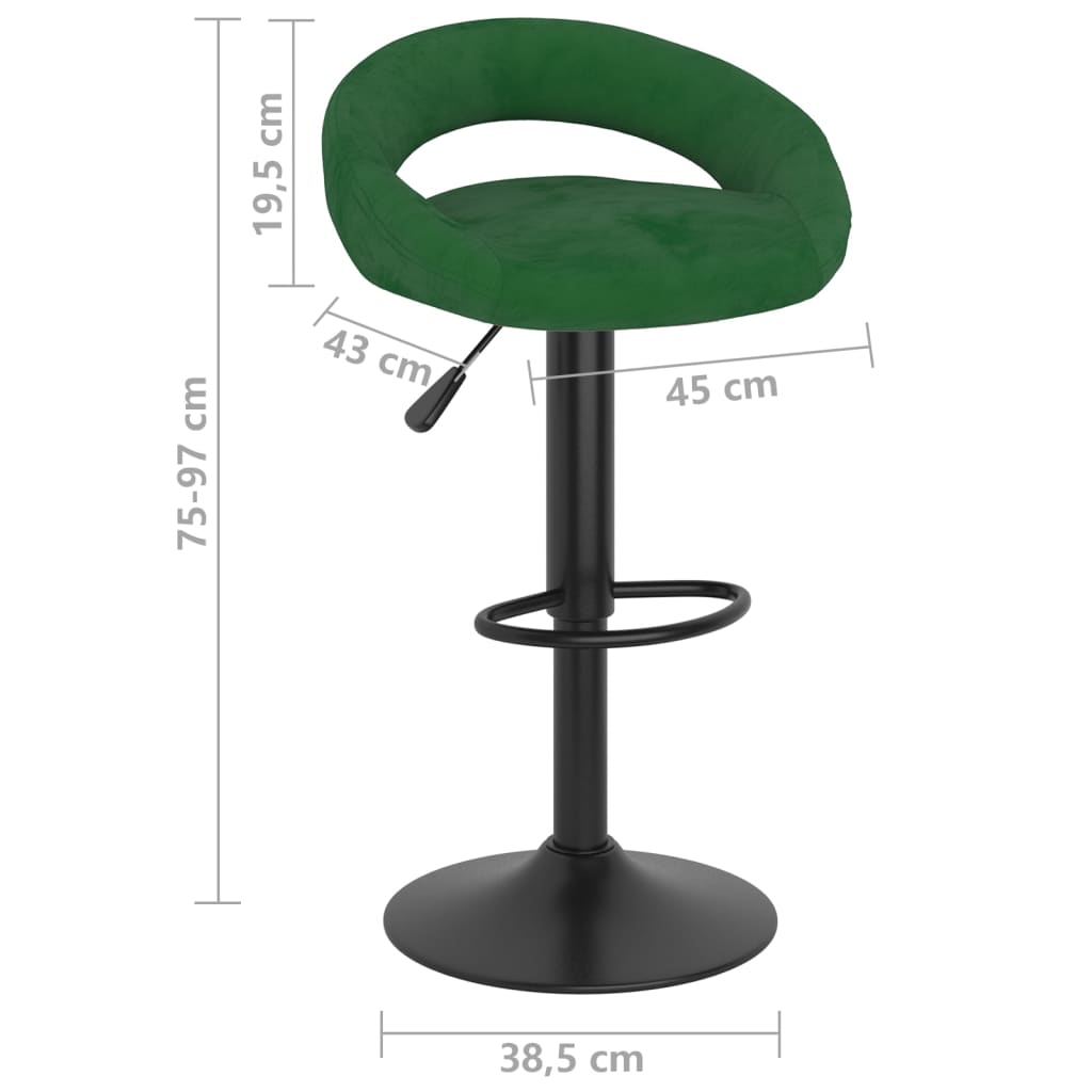 Scaune de bar, 2 buc., verde inchis, catifea — imaginea 8
