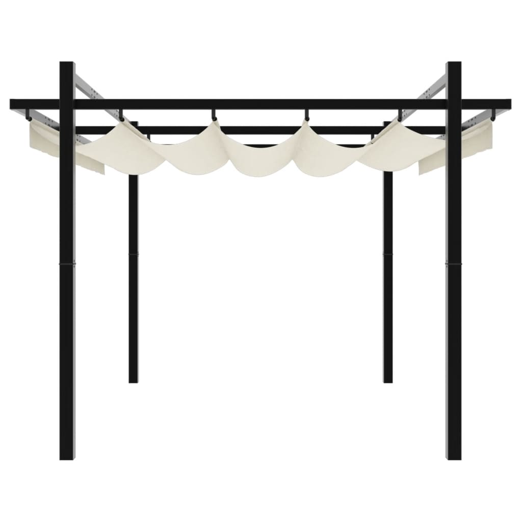Foisor de gradina acoperis retractabil crem 3x3 m aluminiu — imaginea 5