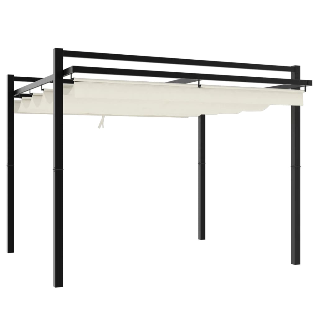 Foisor de gradina acoperis retractabil crem 3x3 m aluminiu — imaginea 6