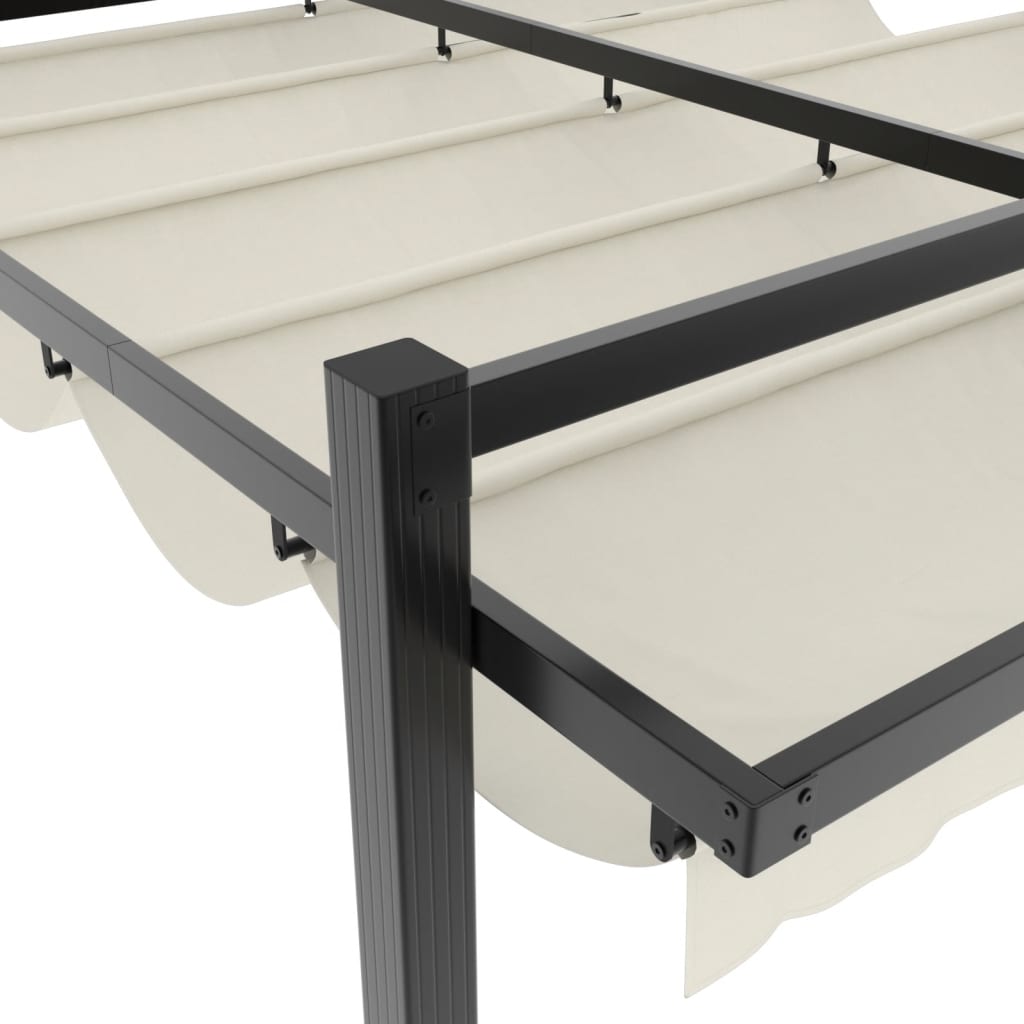 Foisor de gradina acoperis retractabil crem 3x3 m aluminiu — imaginea 7