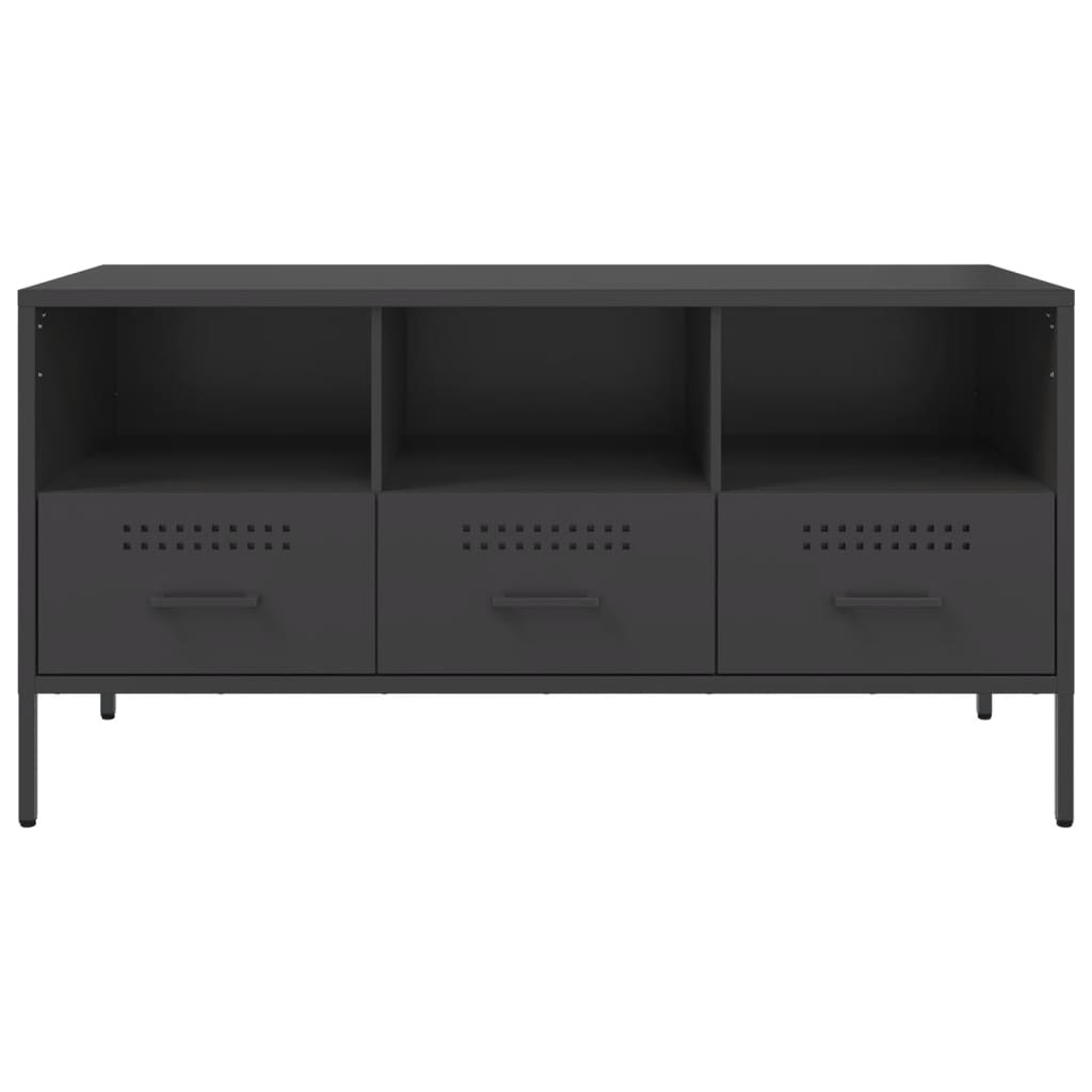 Dulap TV, negru, 100,5x39x50,5 cm, otel laminat la rece — imaginea 6