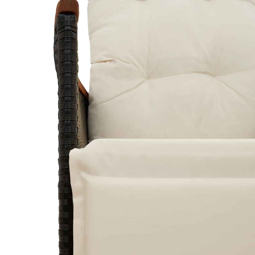 Set bistro de gradina, 11 piese, cu perne, negru, poliratan — imaginea 7