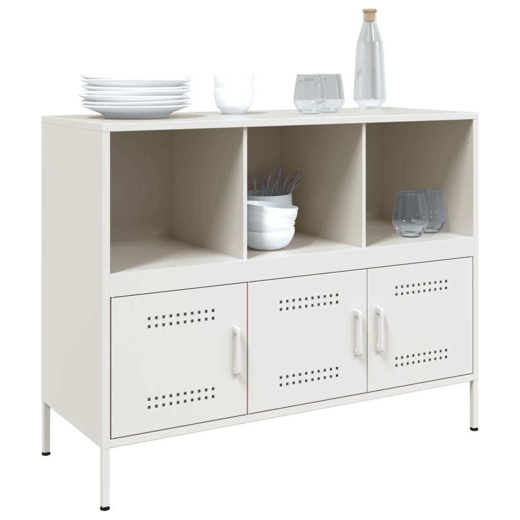 Dulap, alb, 100,5x39x79 cm, otel laminat la rece — imaginea 4
