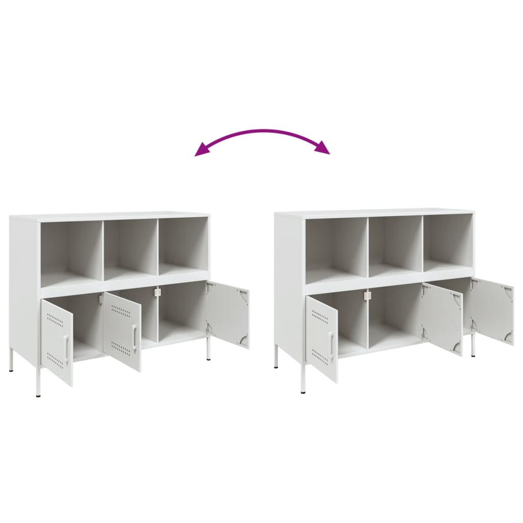 Dulap, alb, 100,5x39x79 cm, otel laminat la rece — imaginea 9