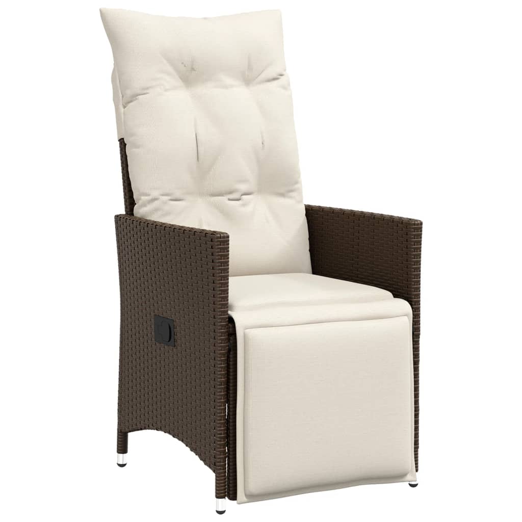 Set bistro de gradina cu perne, 11 piese, maro, poliratan — imaginea 4