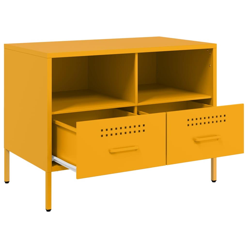 Dulap TV, galben mustar, 68x39x50,5 cm, otel laminat la rece — imaginea 9