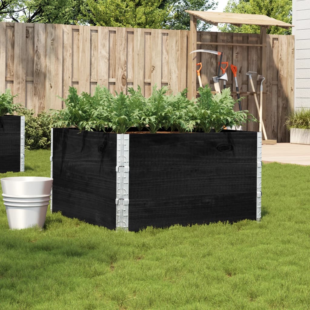 Jardiniera de gradina, negru, 100x100 cm, lemn masiv pin, mărime 100x100x60.5 cm — imaginea 2