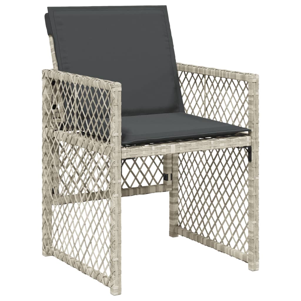 Set mobilier gradina cu perne, 9 piese, gri deschis, poliratan — imaginea 4