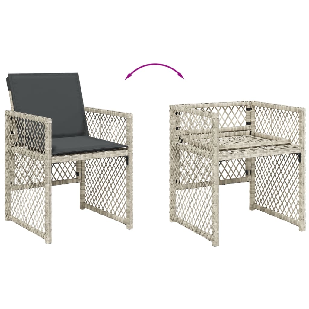 Set mobilier gradina cu perne, 9 piese, gri deschis, poliratan — imaginea 6