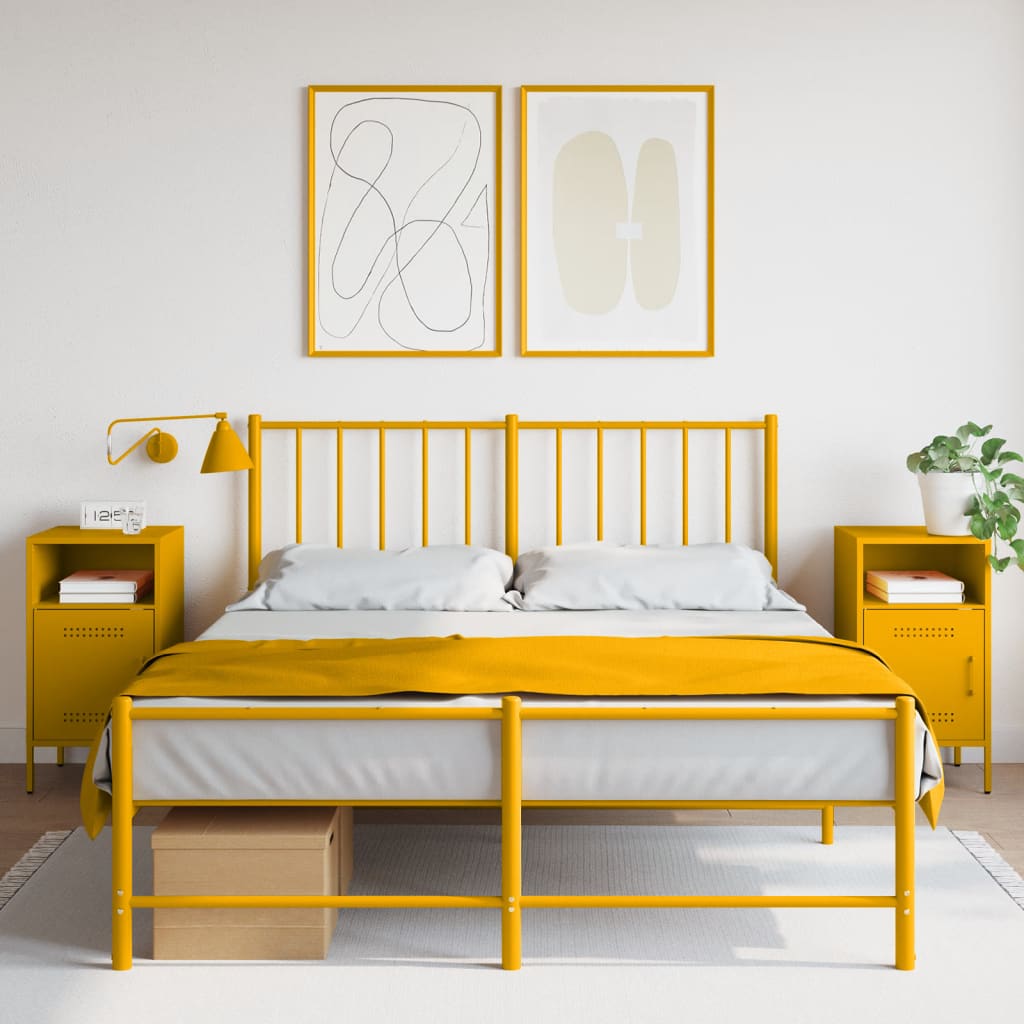 Noptiere 2 buc. galben mustar 36x39x68 cm otel laminat la rece — imaginea 2