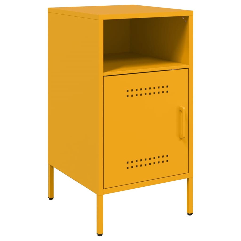 Noptiere 2 buc. galben mustar 36x39x68 cm otel laminat la rece — imaginea 5