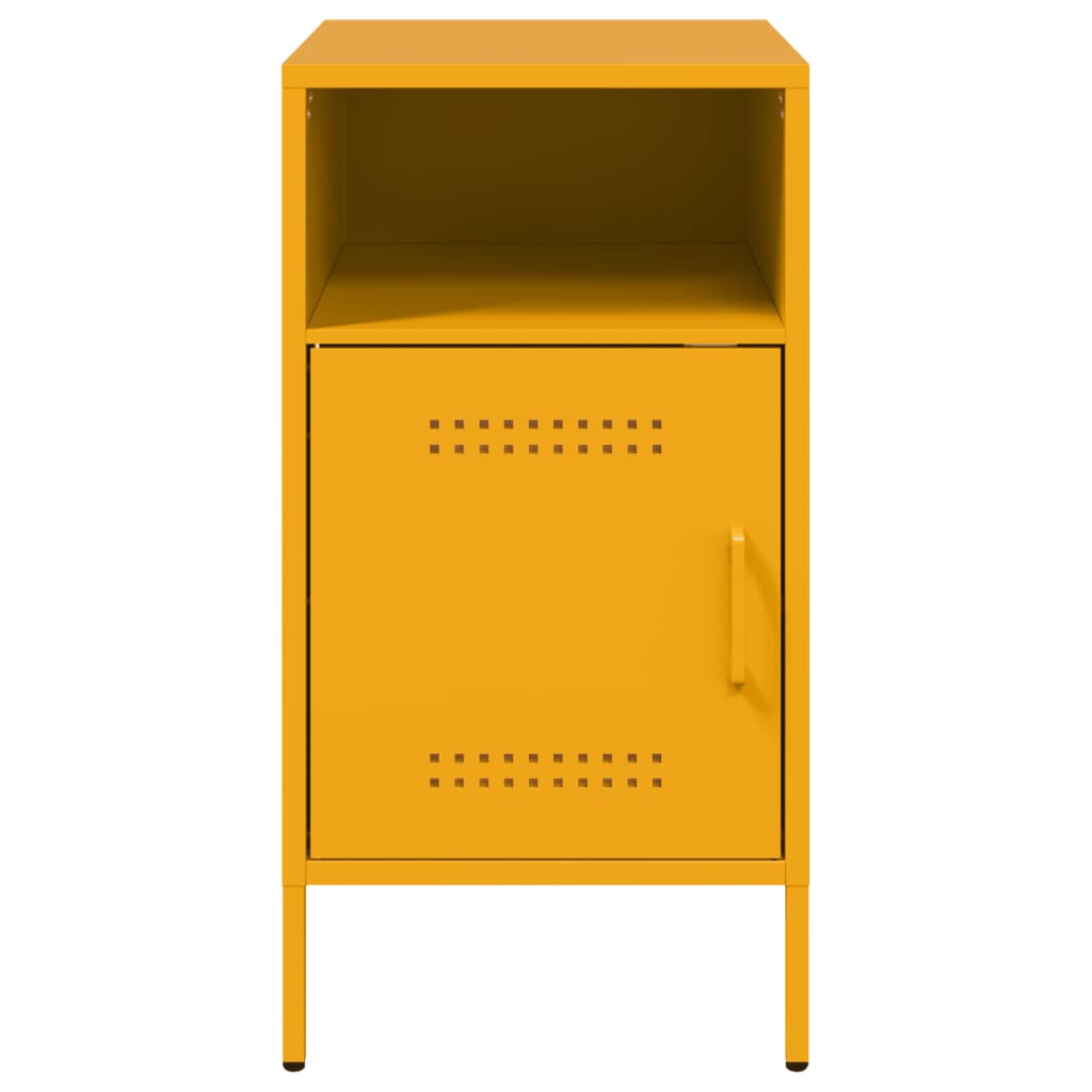 Noptiere 2 buc. galben mustar 36x39x68 cm otel laminat la rece — imaginea 6