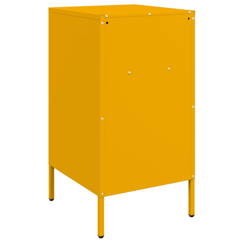 Noptiere 2 buc. galben mustar 36x39x68 cm otel laminat la rece — imaginea 8