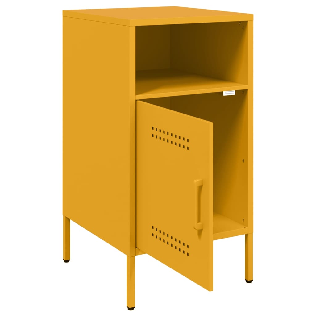 Noptiere 2 buc. galben mustar 36x39x68 cm otel laminat la rece — imaginea 9