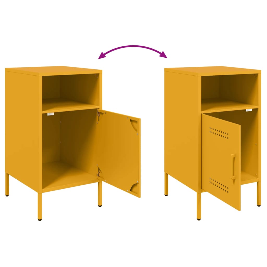 Noptiere 2 buc. galben mustar 36x39x68 cm otel laminat la rece — imaginea 10