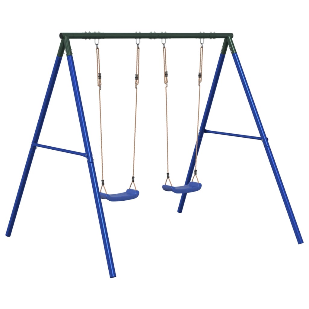 Set leagan de exterior, cu 2 leagane, albastru