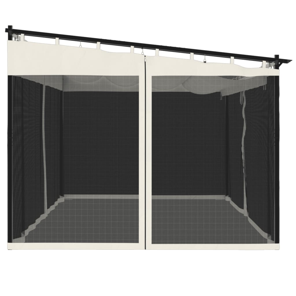 Foisor cu pereti din plasa, crem, 4x3 m, otel — imaginea 5
