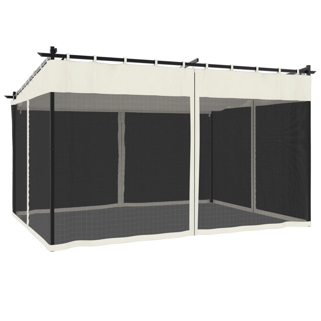 Foisor cu pereti din plasa, crem, 4x3 m, otel — imaginea 6