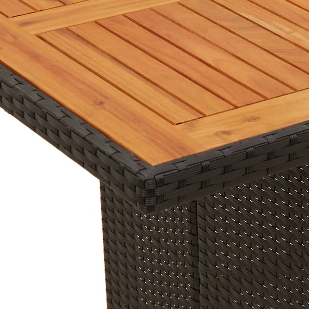 Set bistro de gradina, 9 piese, cu perne, negru, poliratan — imaginea 6