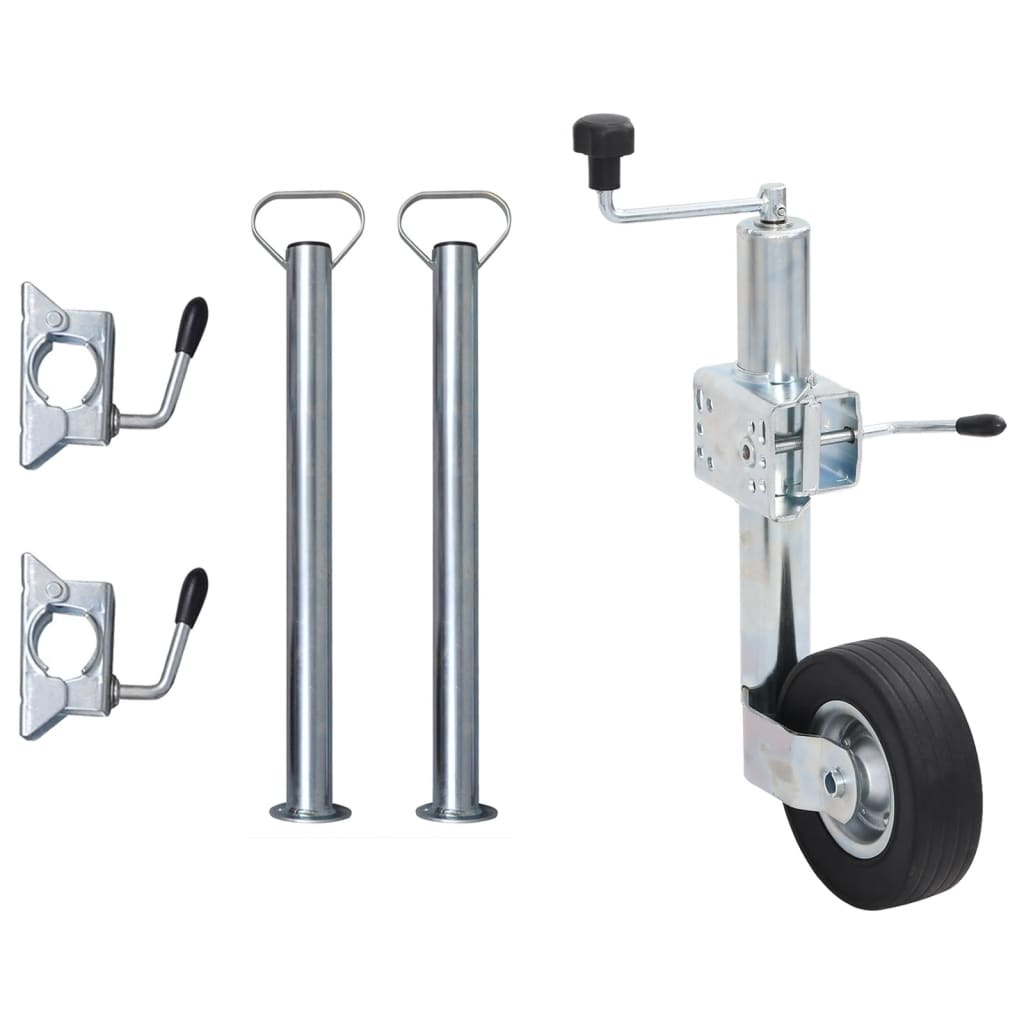 Roata manevra remorca 60 mm 2 tub sustinere/3 cleme despicate, model roată de manevră + clemă