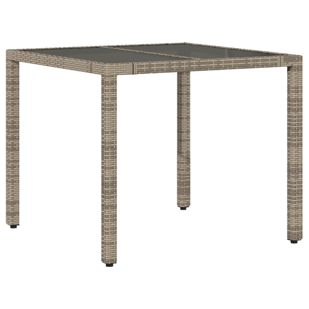 Set bistro de gradina cu perne, 3 piese, gri, poliratan — imaginea 4