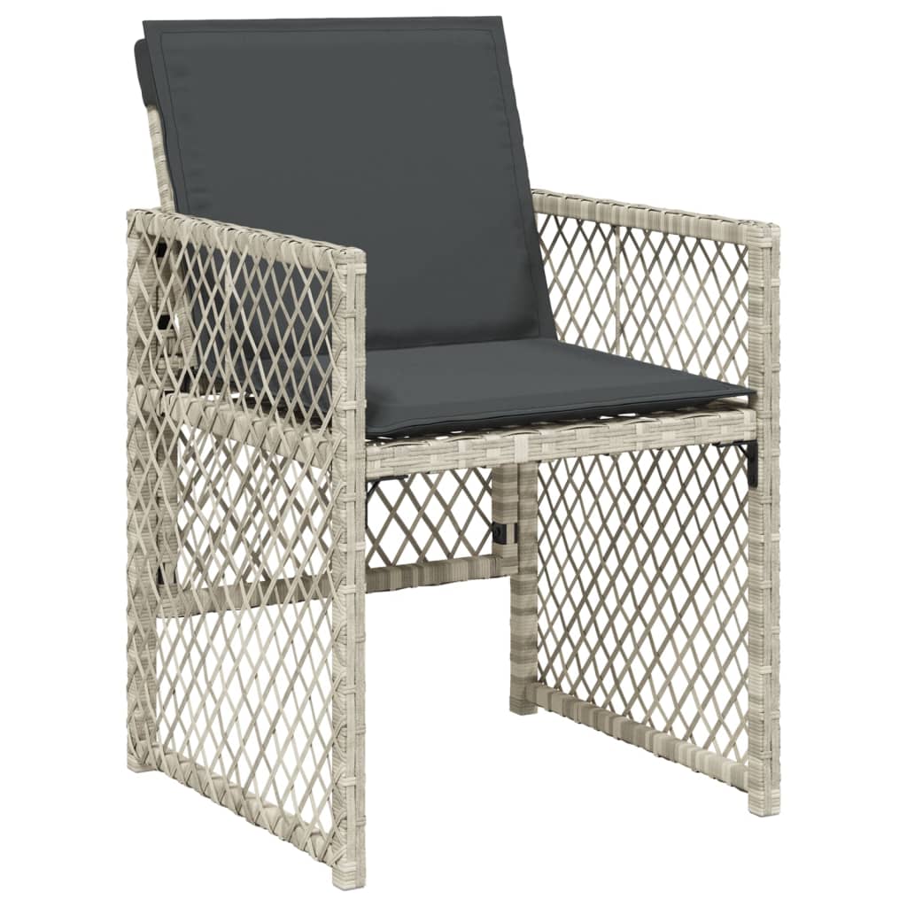 Set mobilier gradina cu perne, 9 piese, gri deschis, poliratan — imaginea 4