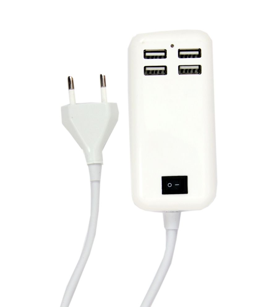 Incarcator USB 15W 3A cu cablu MRG L342, USB, 4 porturi, Alb