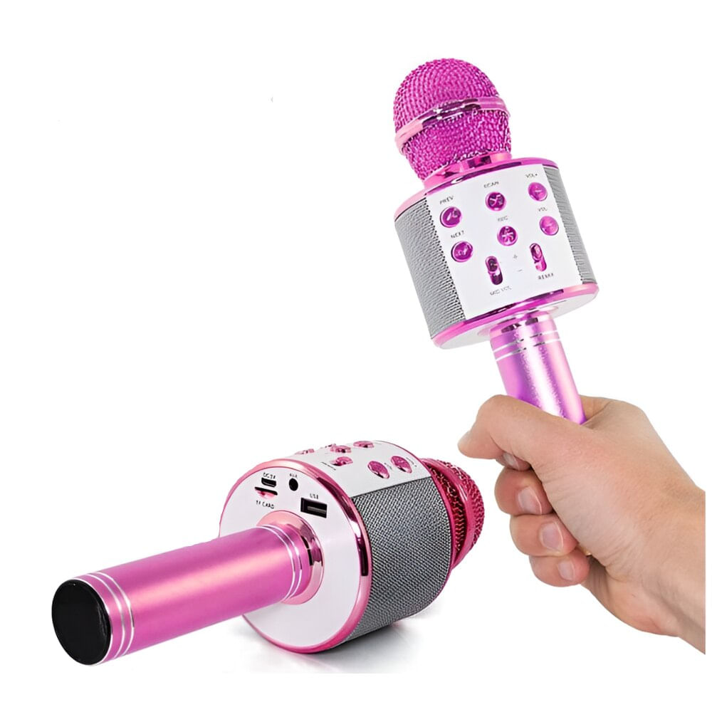 Microfon Wireless Karaoke MRG MWS858, Bluetooth, Reincarcabil, Boxa, Roz