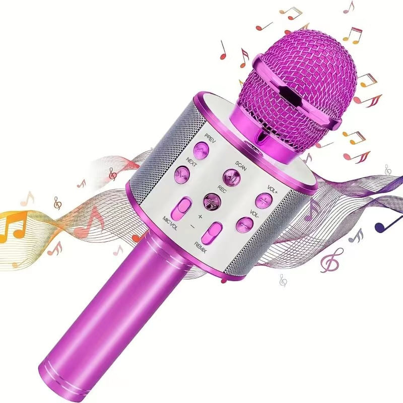 Microfon Wireless Karaoke MRG MWS858, Bluetooth, Reincarcabil, Boxa, Roz - 4 | YEO