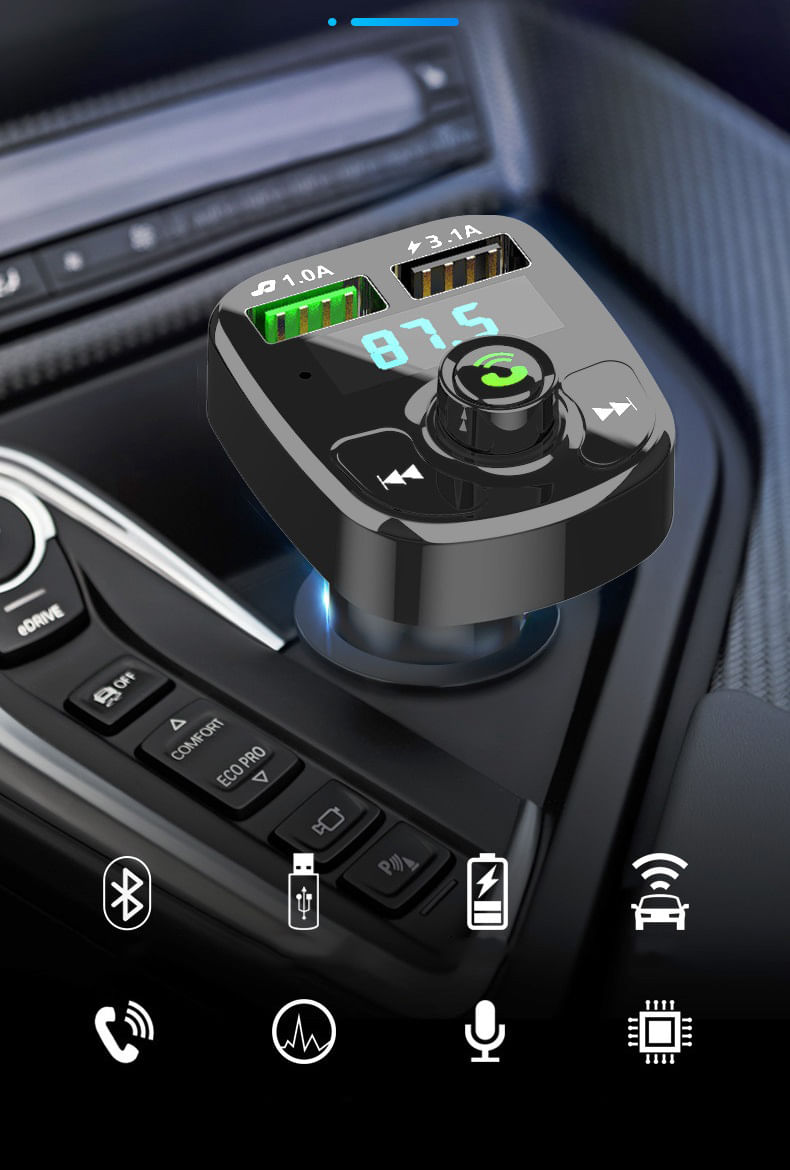 Modulator FM Bluetooth MRG MCS10, Handsfree, MP3 WMA, USB 3.1A, Display - 2 | YEO