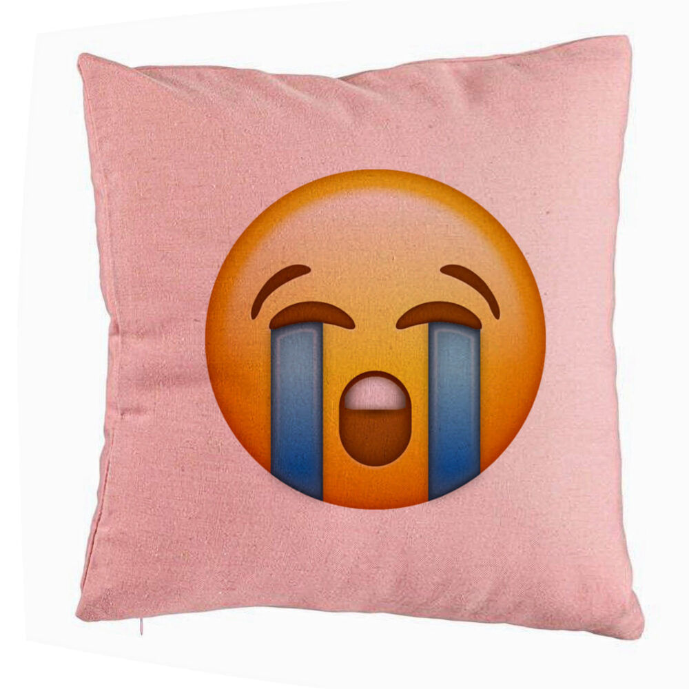 Perna Decorativa, Model Emoji Cry, 40x40 cm, Roz, Husa Detasabila, Burduf