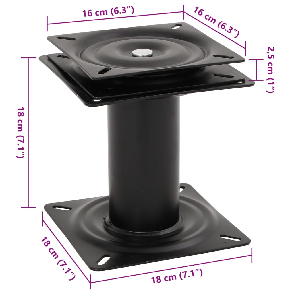Piedestal scaun pentru barca, pivotant la 360°, otel, mărime 18x18x18 cm - imagine 8