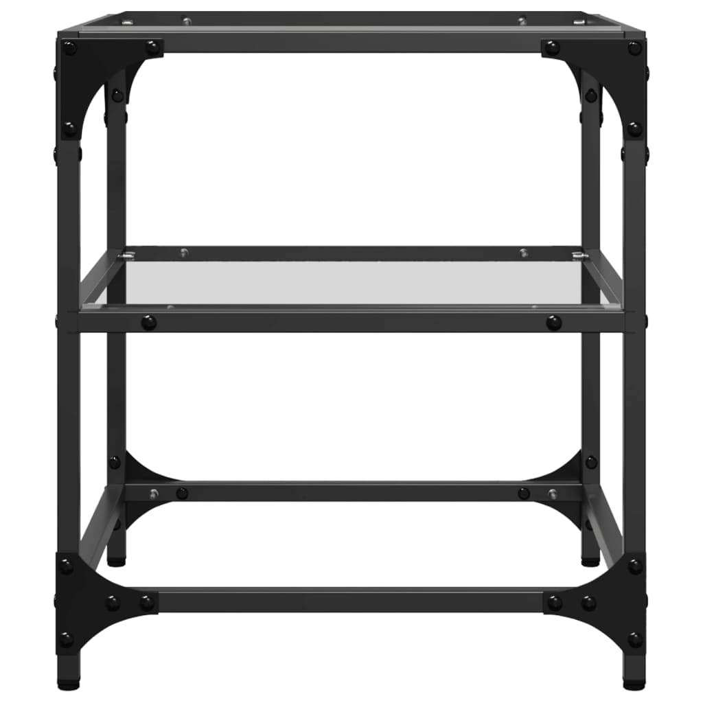 Mese cafea blat din sticla transparenta 2 buc. 40x40x45 cm otel — imaginea 5