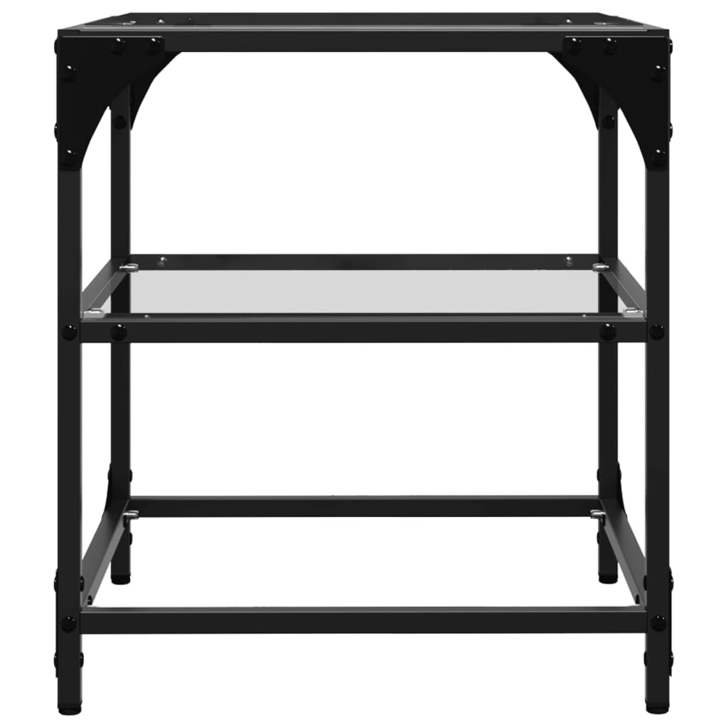Mese cafea blat din sticla transparenta 2 buc. 40x40x45 cm otel — imaginea 6