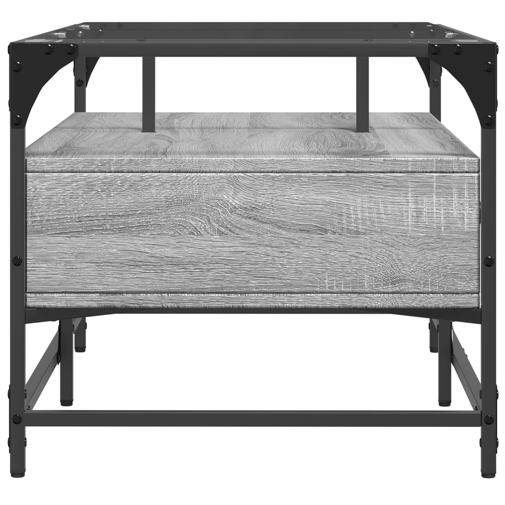 Masuta de cafea cu blat din sticla gri sonoma 98,5x50x45cm otel — imaginea 5