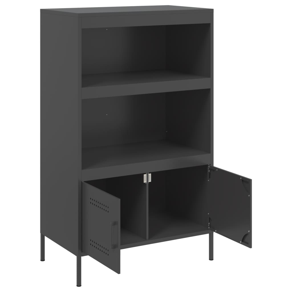 Dulap inalt, negru, 68x39x113 cm, otel — imaginea 9