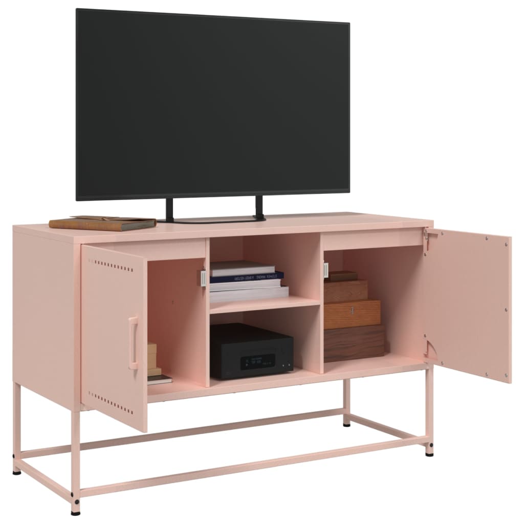 Dulap TV, roz, 100,5x39x60,5 cm, otel — imaginea 5