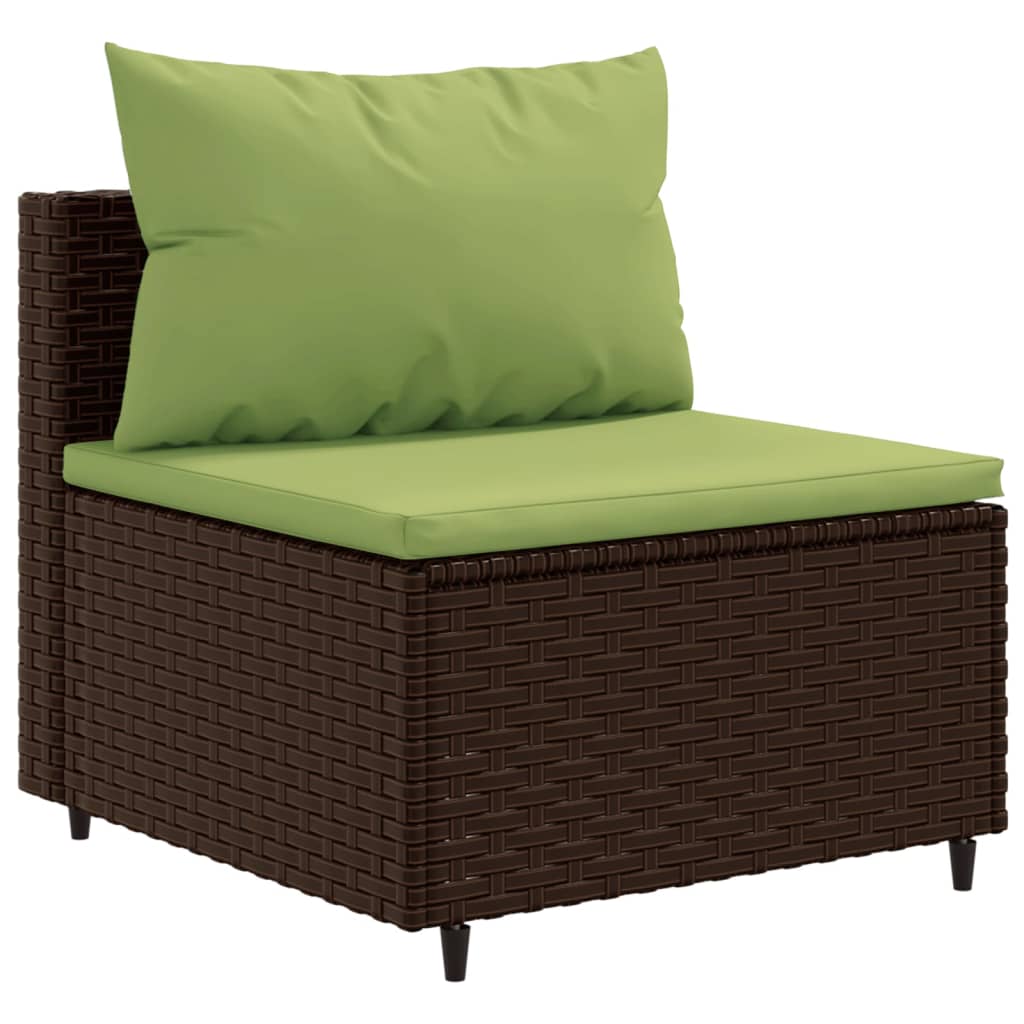 Set mobilier de gradina cu perne, 6 piese, maro, poliratan — imaginea 3