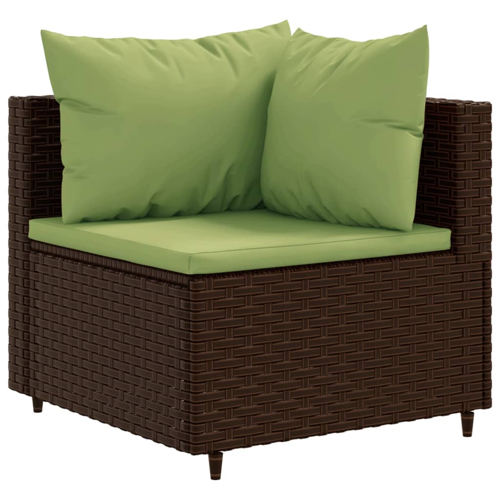 Set mobilier de gradina cu perne, 6 piese, maro, poliratan — imaginea 5