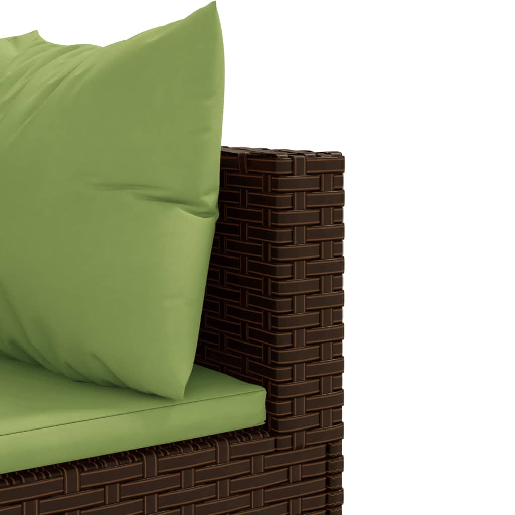 Set mobilier de gradina cu perne, 6 piese, maro, poliratan — imaginea 7