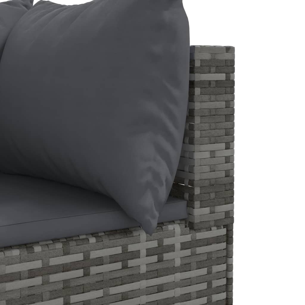 Set mobilier de gradina cu perne, 8 piese, gri, poliratan — imaginea 9