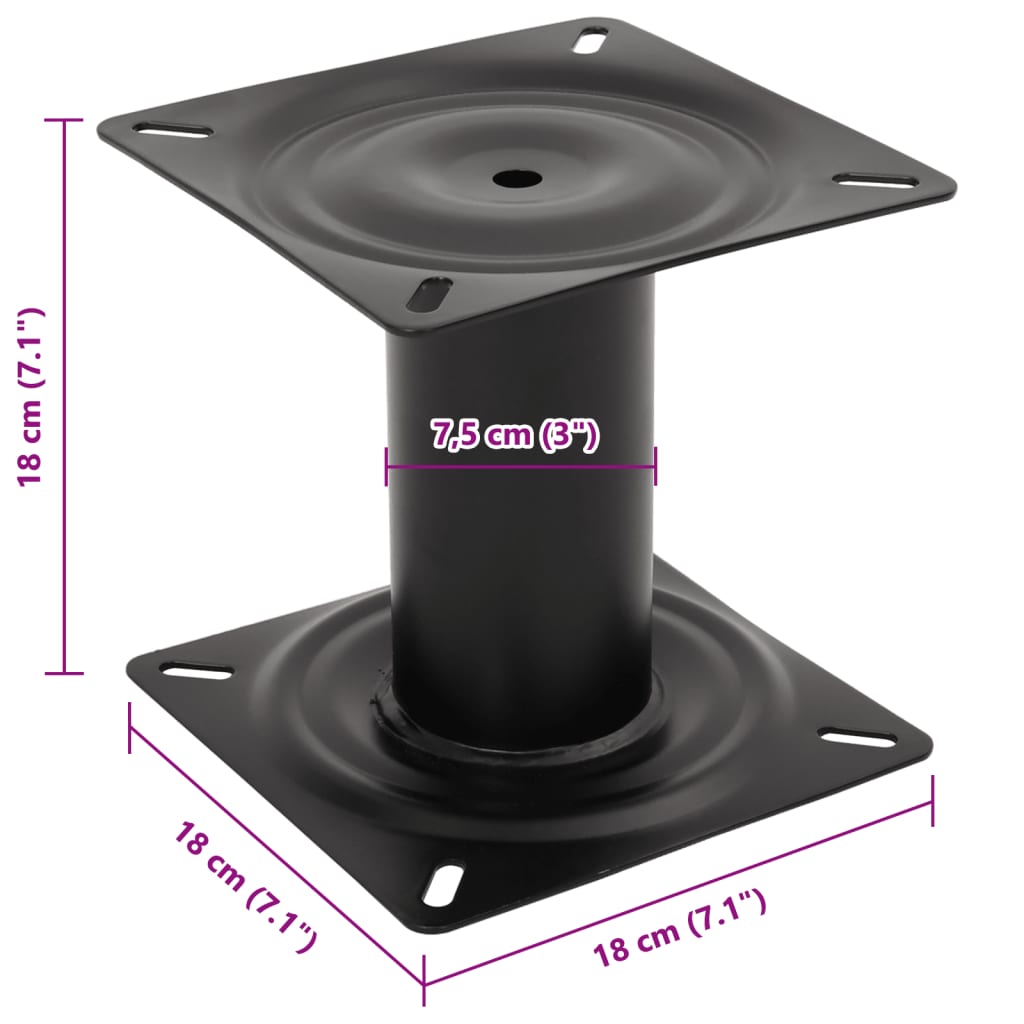 Piedestal pentru scaun de barca, negru, 18 cm, otel - imagine 8