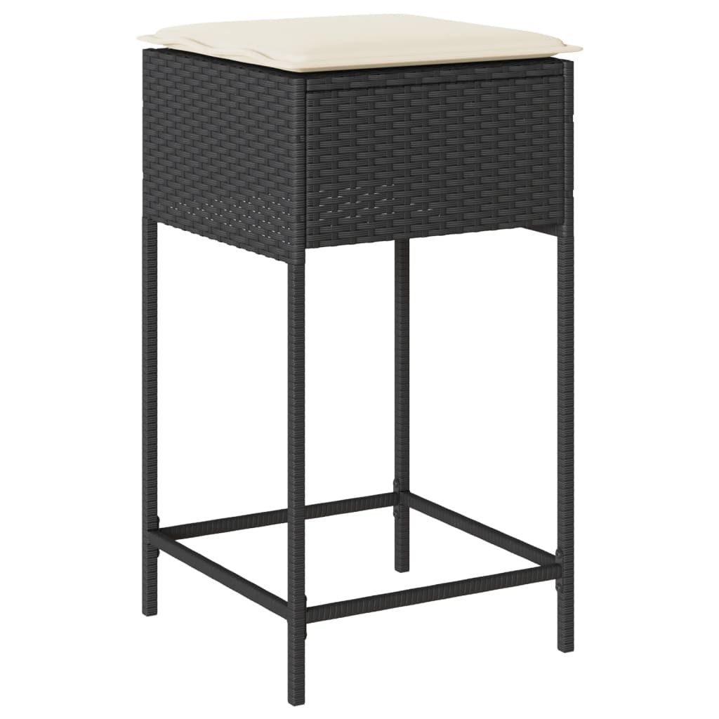 Set mobilier bar de gradina cu perne, 5 piese, negru, poliratan — imaginea 4