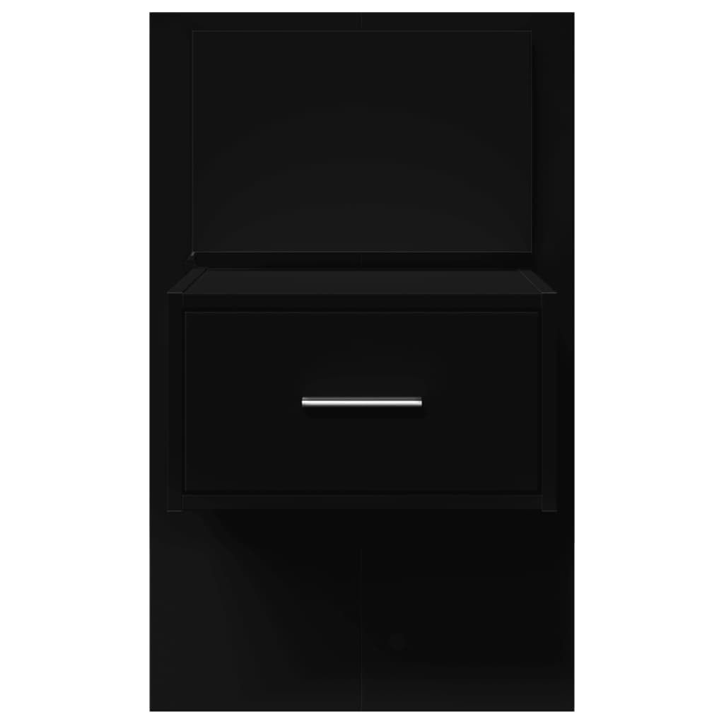 Noptiera montata pe perete cu lumini LED, negru — imaginea 6
