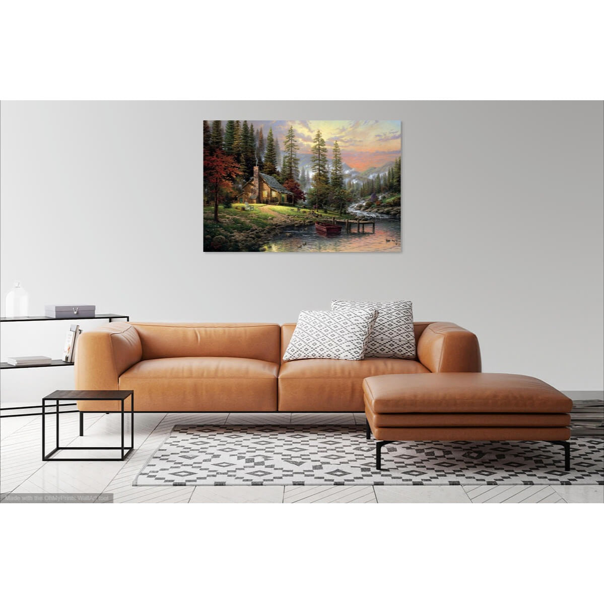 Tablou Canvas, Cabana ideala 1, Peisaj, 60 x 40 cm, Rama lemn, Multicolor